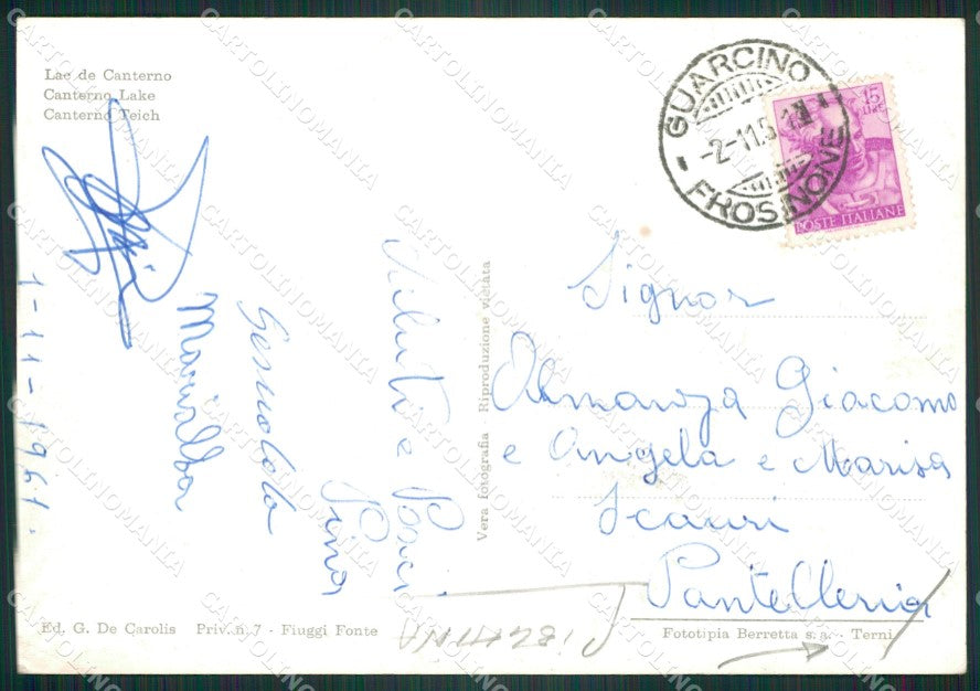 Frosinone Fiuggi Lago Canterno PIEGHINA Auto Foto FG cartolina ZK5595 – retro