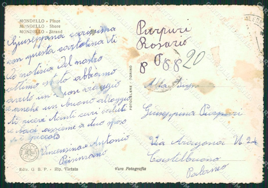 Palermo Mondello Foto FG cartolina ZK5602 – retro