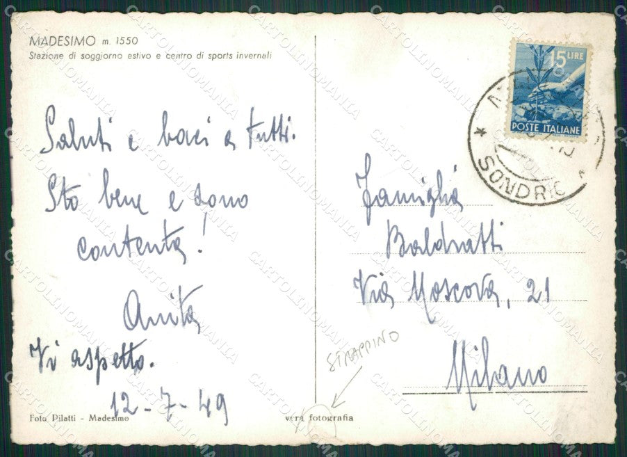 Sondrio Madesimo STRAPPINO Foto FG cartolina ZK5605 – retro