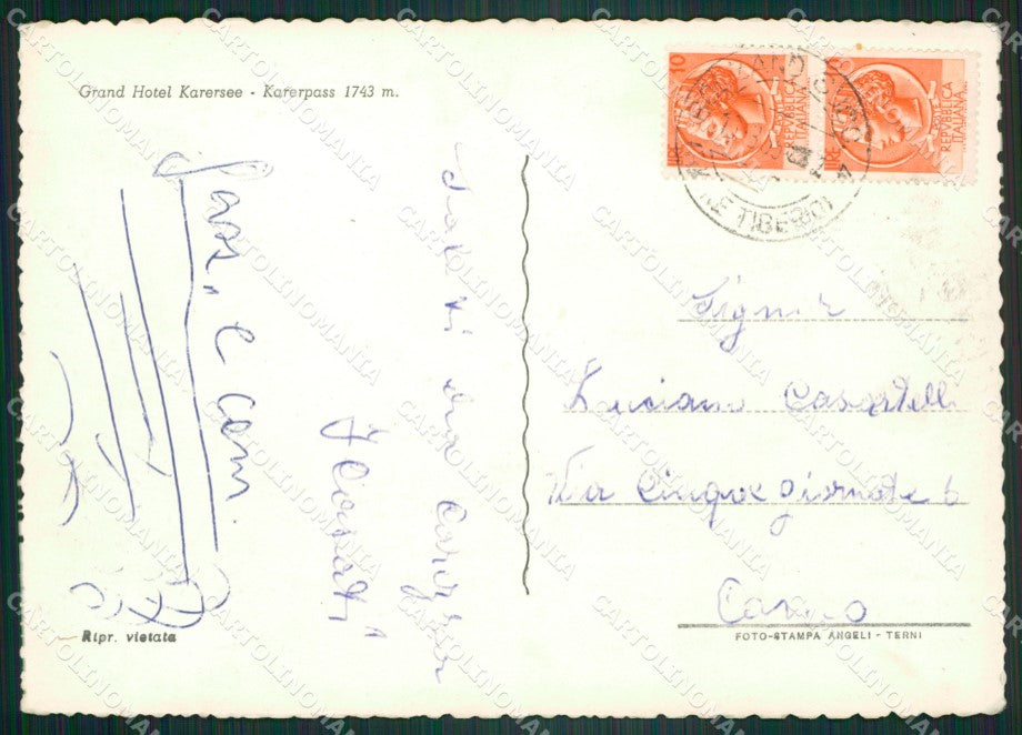 Bolzano Nova Levante Passo Costalunga Foto FG cartolina ZK5622 – retro