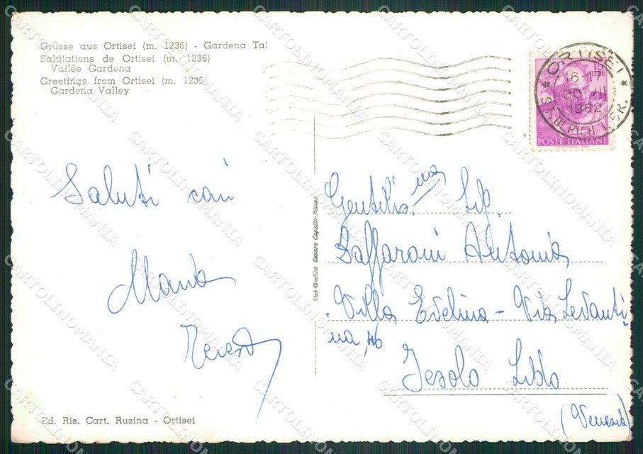 Bolzano Ortisei Foto FG cartolina ZK5624 – retro