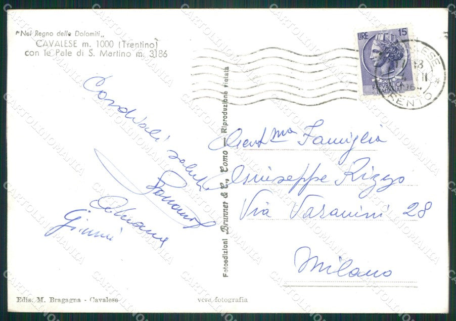Trento Cavalese Foto FG cartolina ZK5629 – retro