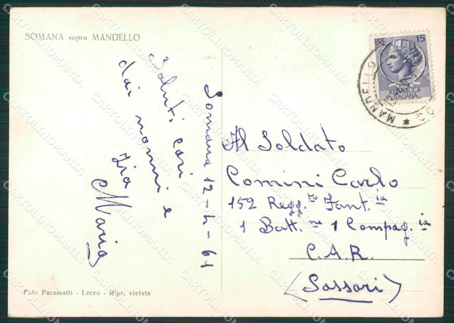 Lecco Mandello Somana Foto FG cartolina ZK5722 – retro
