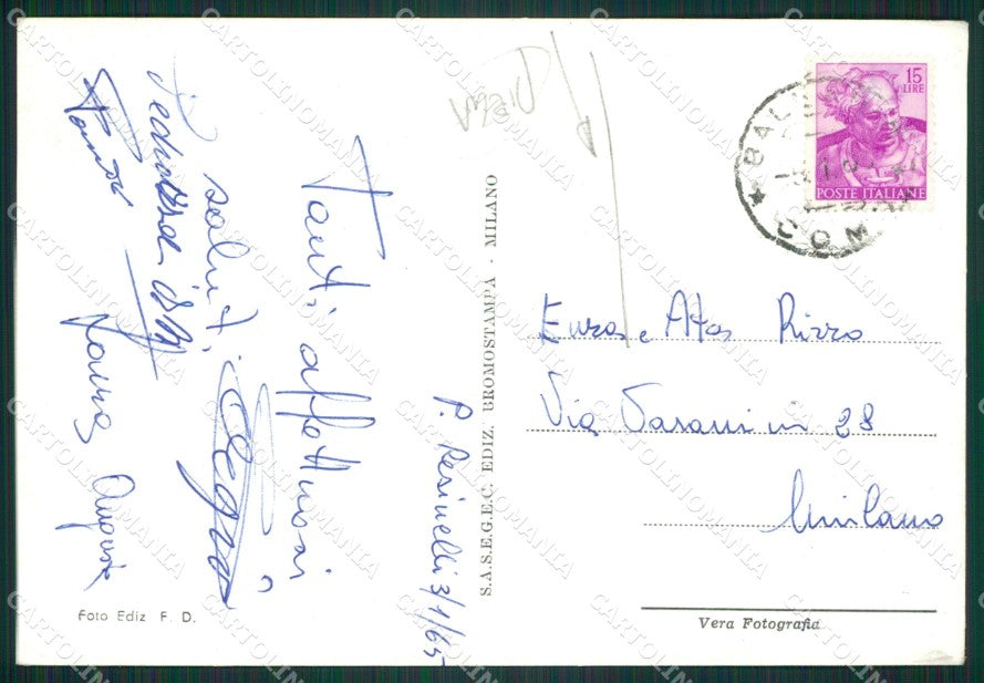 Lecco Abbadia Lariana Piani Resinelli Nevicata PIEGA Foto FG cartolina ZK5733 – retro