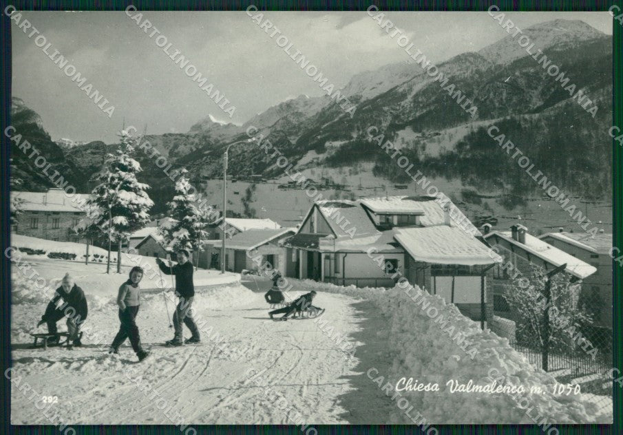 Sondrio Chiesa Valmalenco Nevicata Sci Foto FG cartolina ZK5752 – fronte