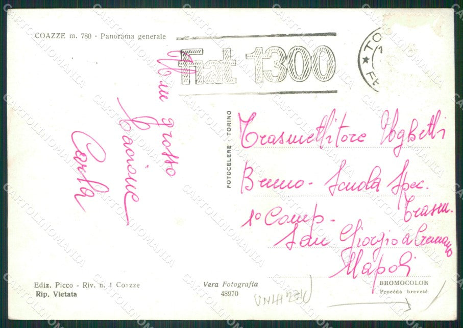 Torino Coazze PIEGHINA Foto FG cartolina ZK5759 – retro