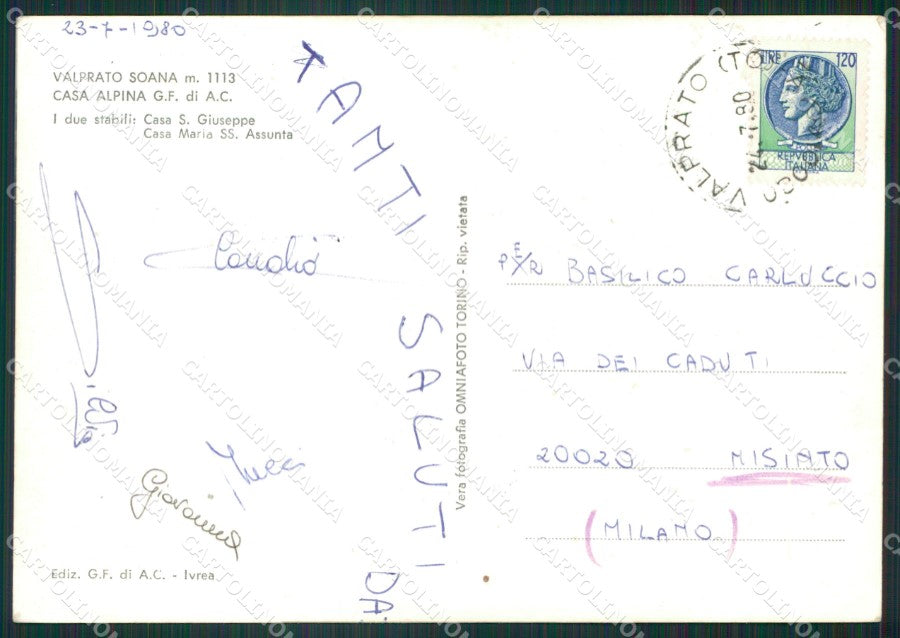 Torino Valprato Soana Foto FG cartolina ZK5762 – retro