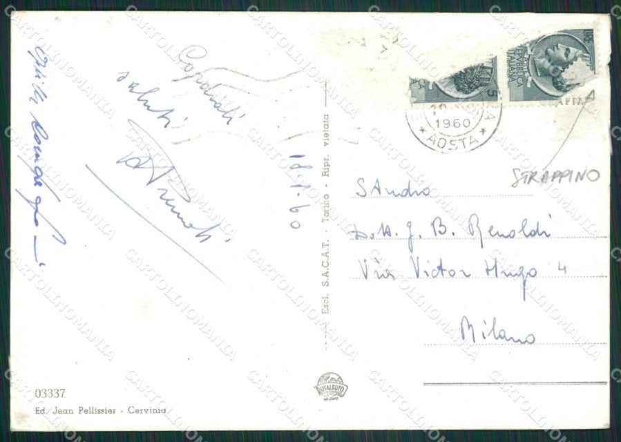 Aosta Valtournenche Cervinia Breuil STRAPPINO Foto FG cartolina ZK5771 – retro