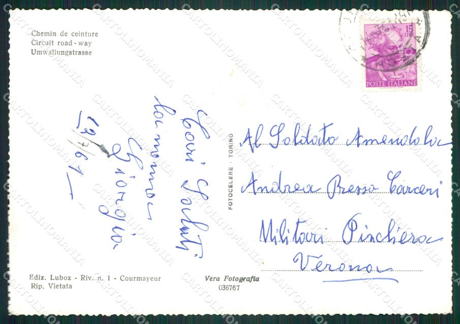 Aosta Courmayeur Foto FG cartolina ZK5773 – retro