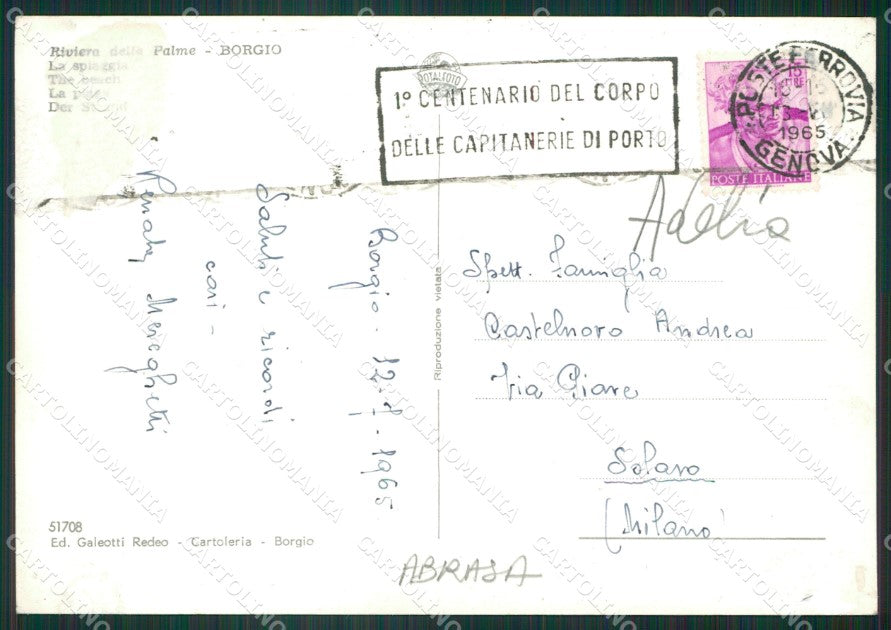 Savona Borgio Verezzi ABRASA Foto FG cartolina ZK5819 – retro