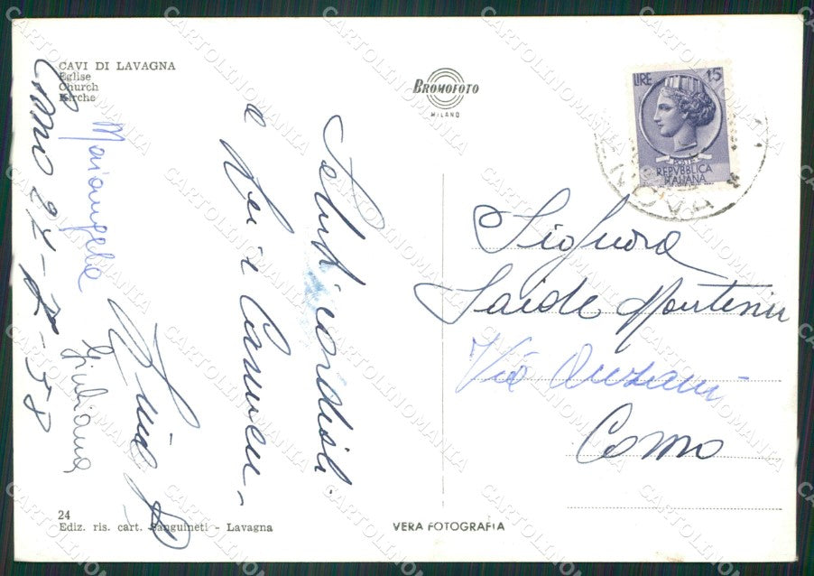 Genova Lavagna Cavi di Foto FG cartolina ZK5823 – retro