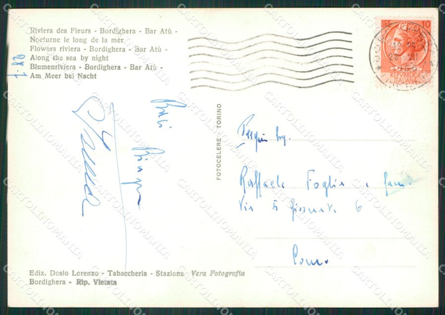 Imperia Bordighera Foto FG cartolina ZK5834 – retro