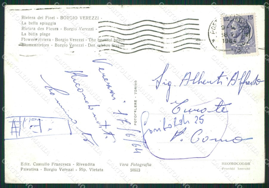 Savona Borgio Verezzi Foto FG cartolina ZK5858 – retro