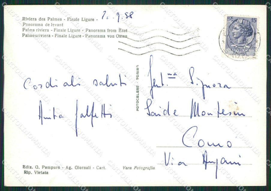 Savona Finale Ligure Foto FG cartolina ZK5862 – retro