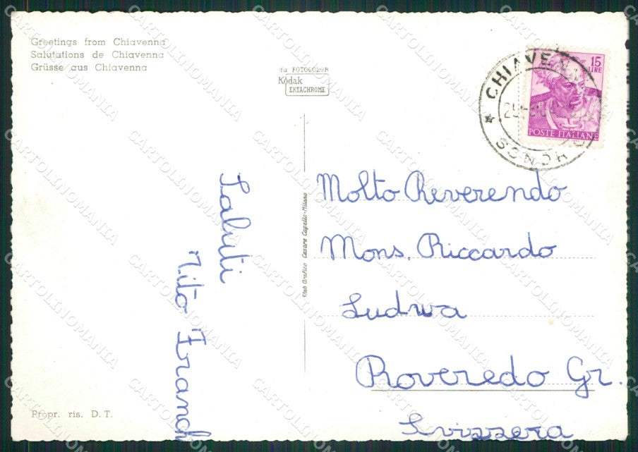 Sondrio Chiavenna Saluti da Foto FG cartolina ZK5884 – retro