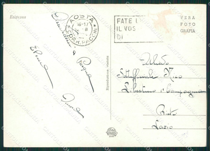 Aosta Courmayeur Entreves Campeggio Foto FG cartolina ZK5936 – retro