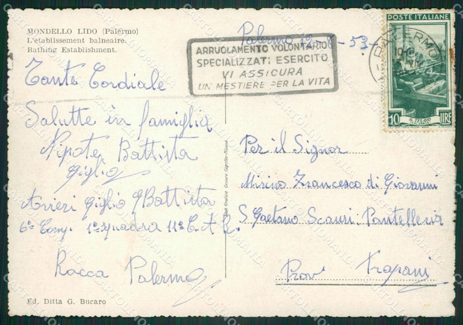 Palermo Mondello Lido FG cartolina ZK5996 – retro