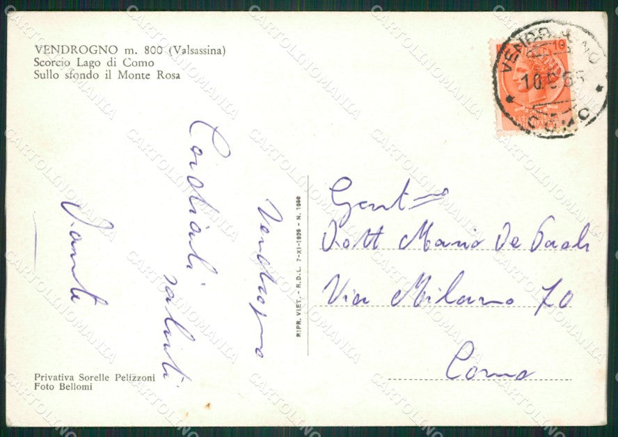 Lecco Vendrogno FG cartolina ZK6020 – retro
