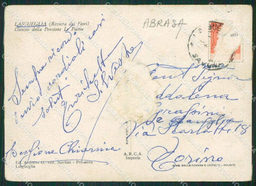 Savona Laigueglia ABRASA FG cartolina ZK6024 – retro