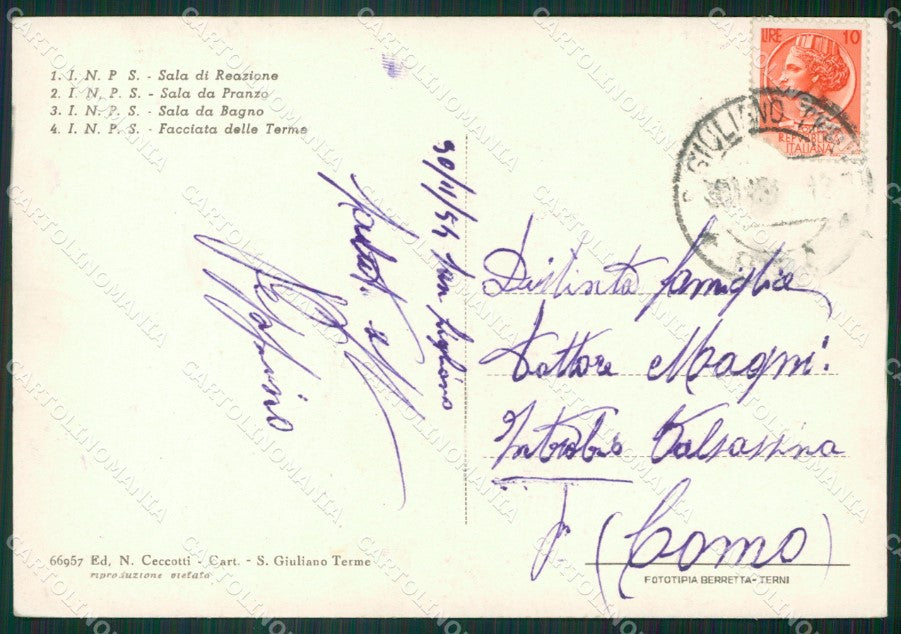 Pisa San Giuliano Terme FG cartolina ZK6034 – retro