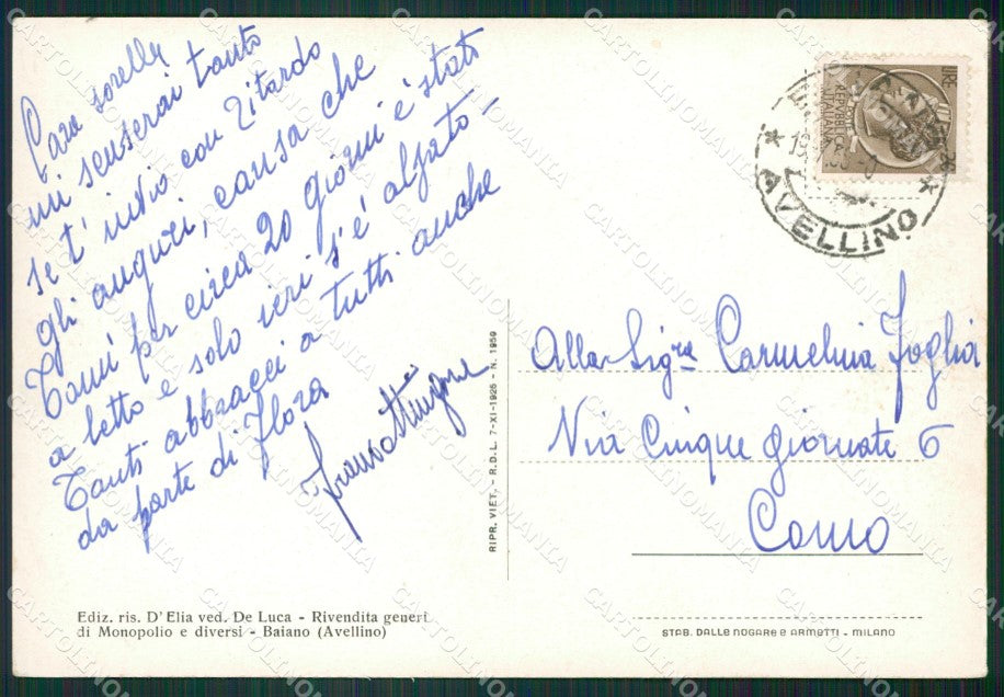 Avellino Baiano Saluti da PIEGHINA FG cartolina ZK6036 – retro