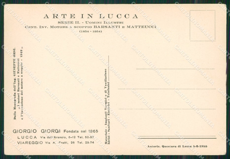 Lucca Centenario Invenzione Motore a Scoppio FG cartolina ZK6049 – retro