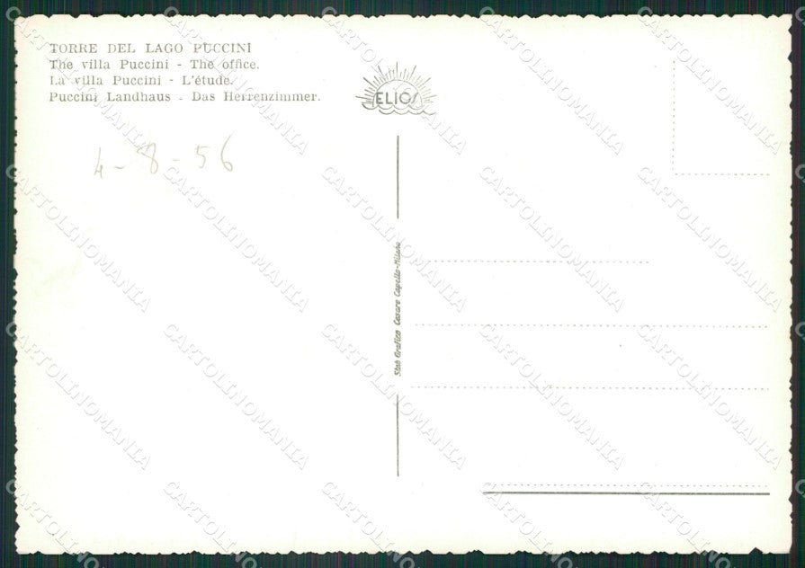 Lucca Viareggio Torre del Lago Villa Puccini Foto FG cartolina ZK6103 – retro