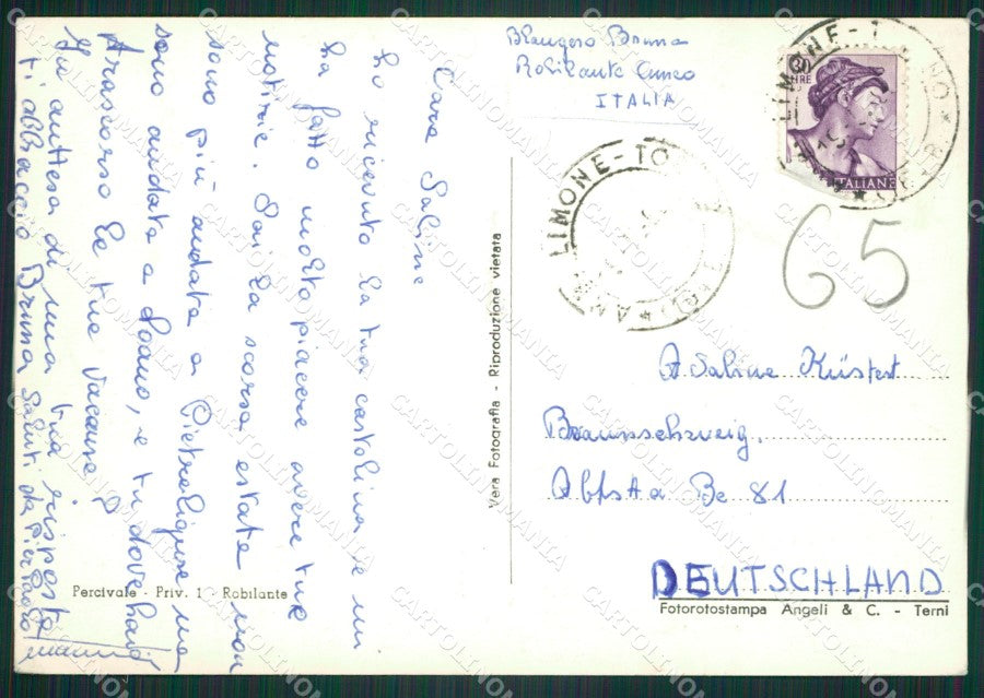 Cuneo Robilante Saluti da PIEGHINA Foto FG cartolina ZK6129 – retro