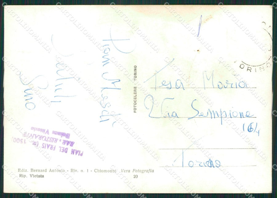 Torino Chiomonte Pian Mesdì Saluti da Foto FG cartolina ZK6135 – retro
