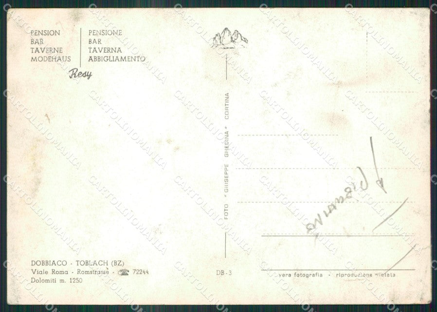 Bolzano Dobbiaco PIEGHINE Auto Foto FG cartolina ZK6151 – retro