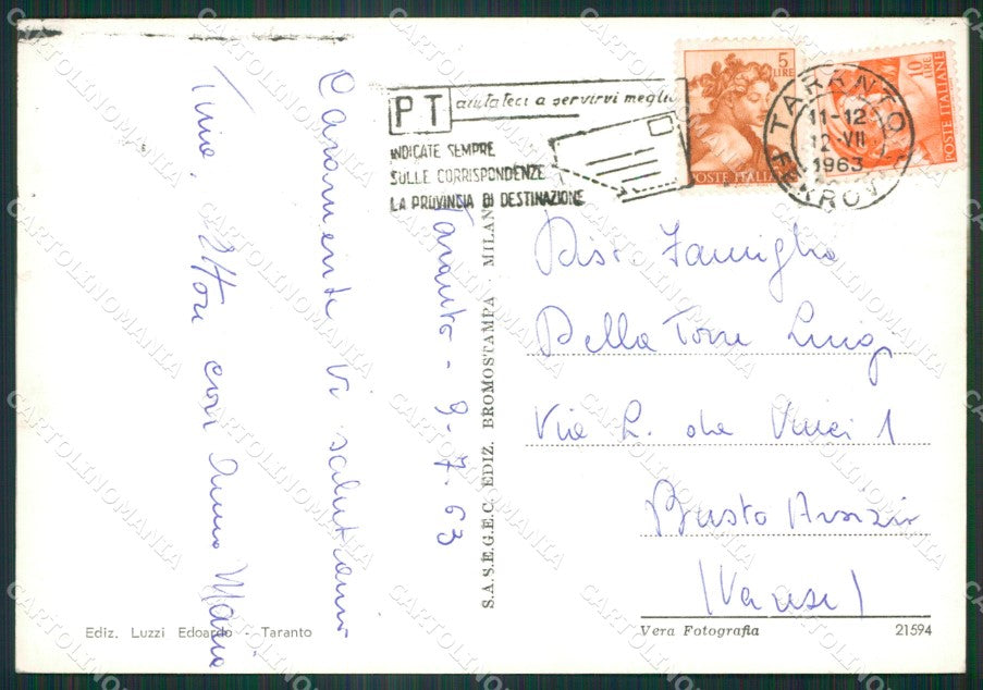 Taranto Città Foto FG cartolina ZK6173 – retro