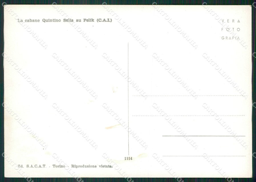 Aosta Gressoney Capanna Quintino Sella Cai Foto FG cartolina ZK6223 – retro