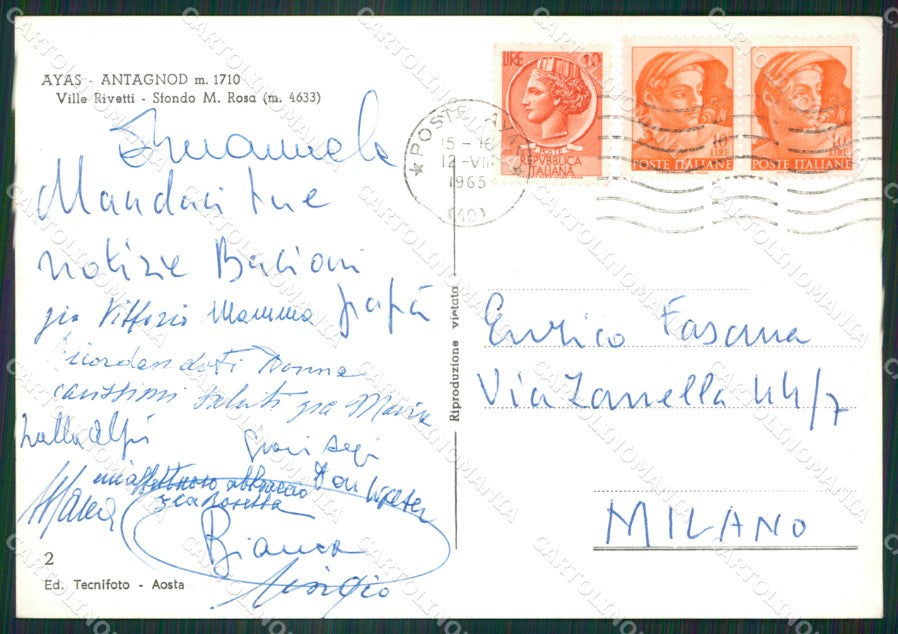 Aosta Ayas Antagnod Foto FG cartolina ZK6225 – retro