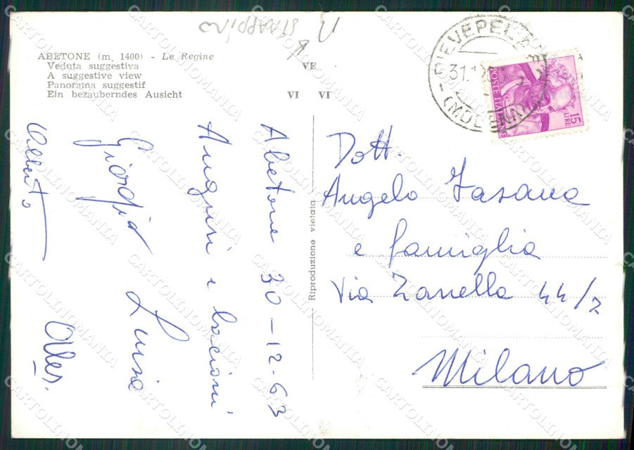 Pistoia Abetone Le Regine STRAPPINO Nevicata Foto FG cartolina ZK6228 – retro