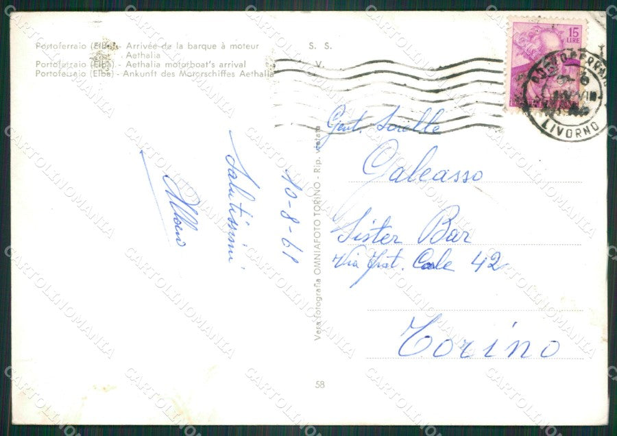 Livorno Portoferraio Motonave Foto FG cartolina ZK6253 – retro