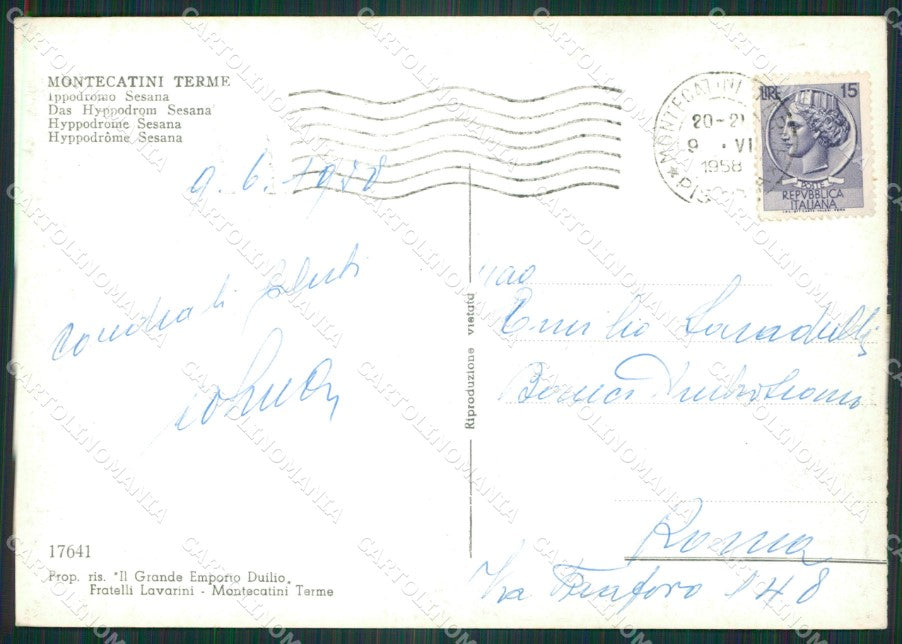 Pistoia Montecatini Terme Ippodromo PIEGHINA Foto FG cartolina ZK6281 – retro