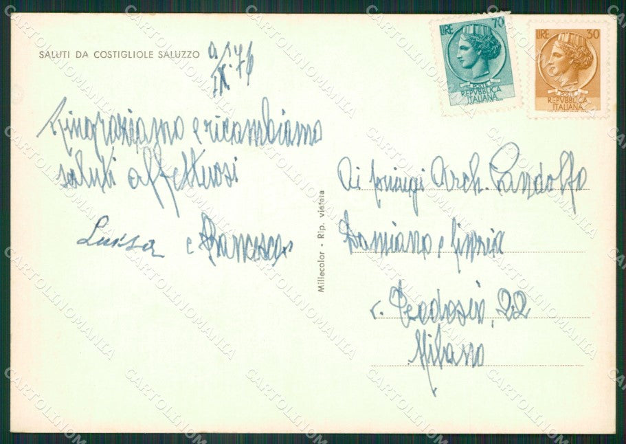 Cuneo Costigliole Saluzzo Saluti da Foto FG cartolina ZK6296 – retro