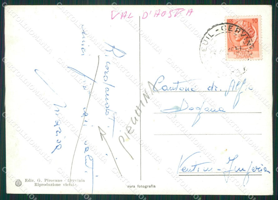 Aosta Valtournenche Cervinia PIEGHINA Foto FG cartolina ZK6320 – retro