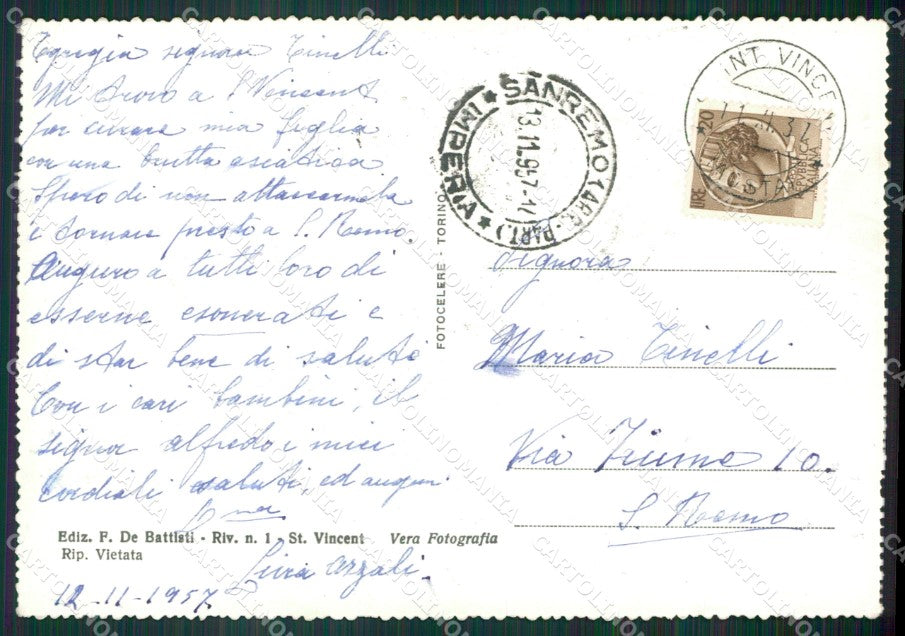 Aosta Saint Vincent Foto FG cartolina ZK6322 – retro