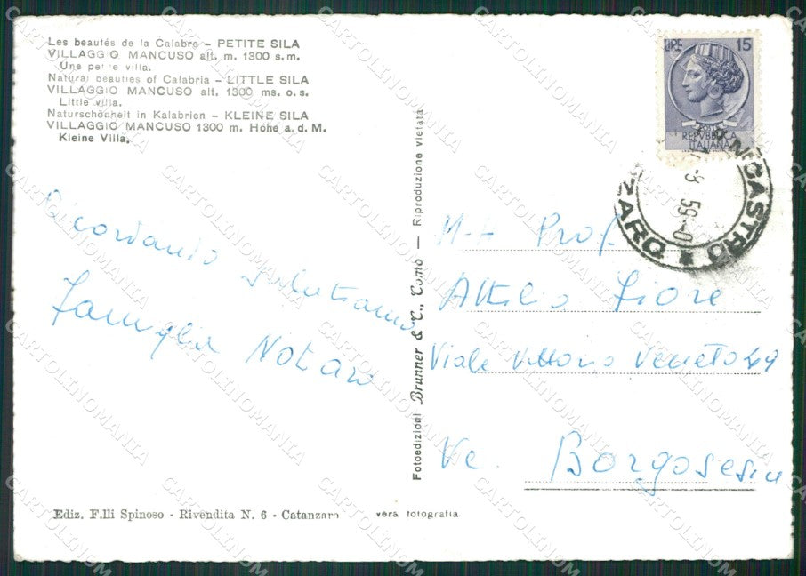 Catanzaro Sila Piccola Foto FG cartolina ZK6356 – retro