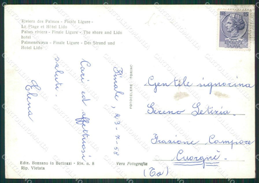 Savona Finale Ligure Foto FG cartolina ZK6419 – retro