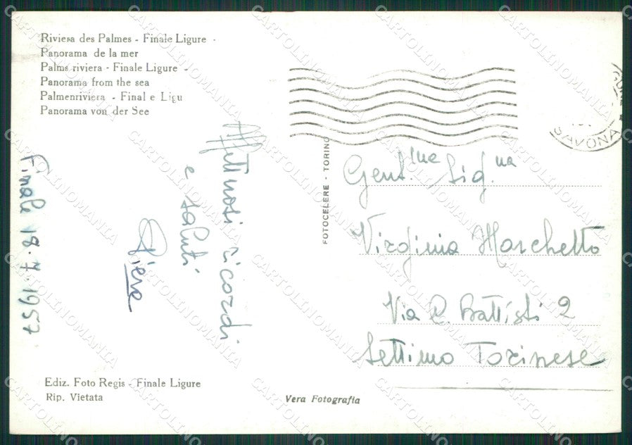 Savona Finale Ligure Barca Foto FG cartolina ZK6427 – retro