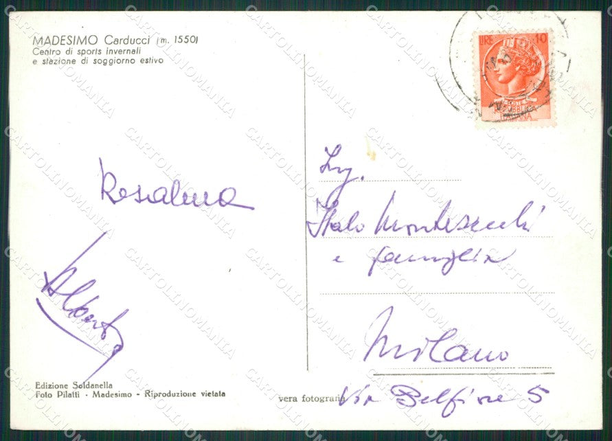 Sondrio Madesimo Carducci Foto FG cartolina ZK6481 – retro