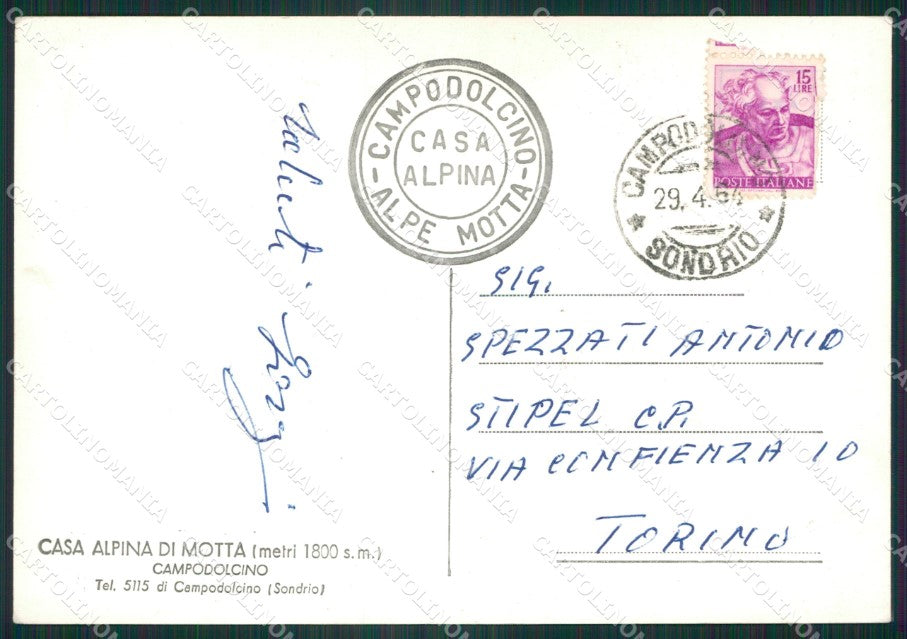 Sondrio Campodolcino Casa Alpina Di Motta Foto FG cartolina ZK6484 – retro