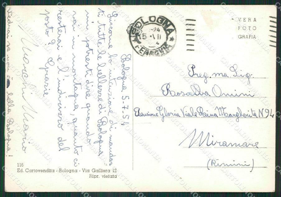 Bologna Città Tram Auto Foto FG cartolina ZK6491 – retro