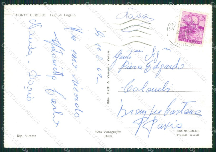 Varese Porto Ceresio BarcheFoto FG cartolina ZK6498 – retro