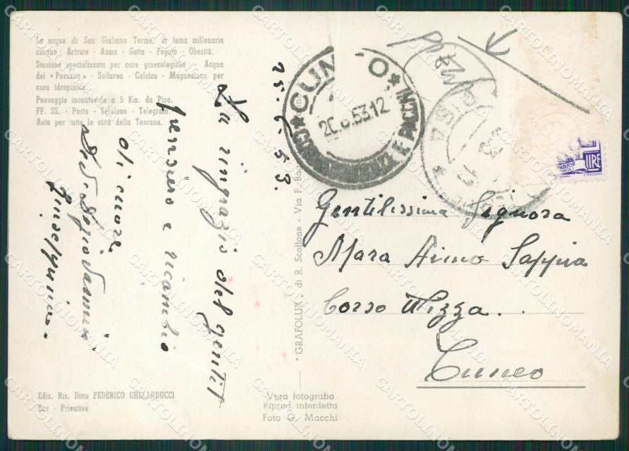 Pisa San Giuliano Terme PIEGA Foto FG cartolina ZK6552 – retro