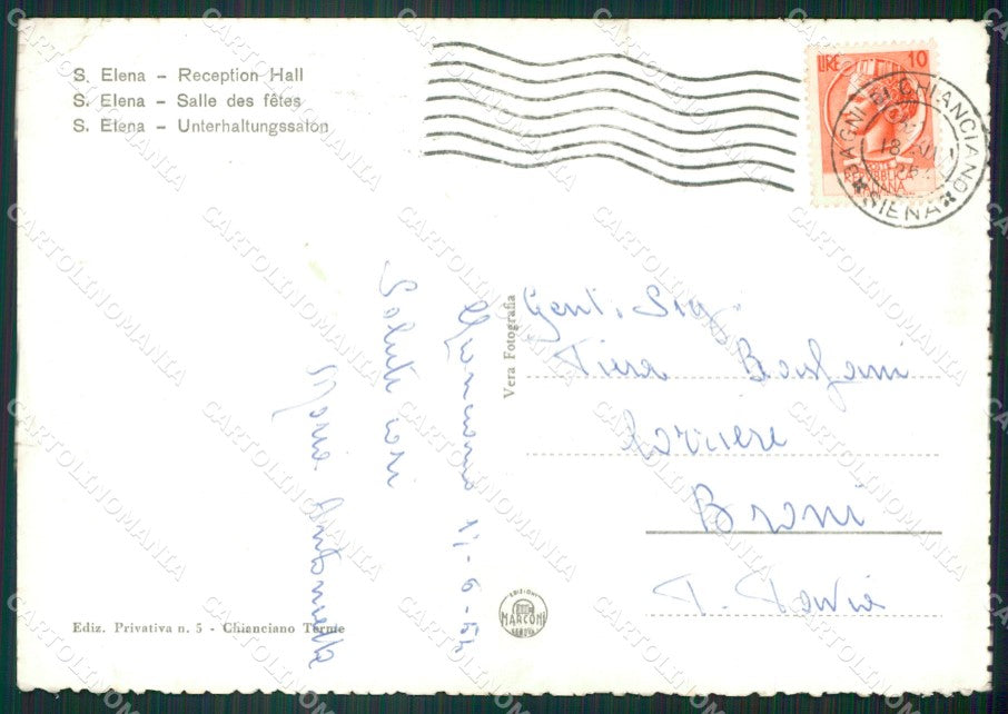 Siena Chianciano Terme STRAPPINI Foto FG cartolina ZK6558 – retro