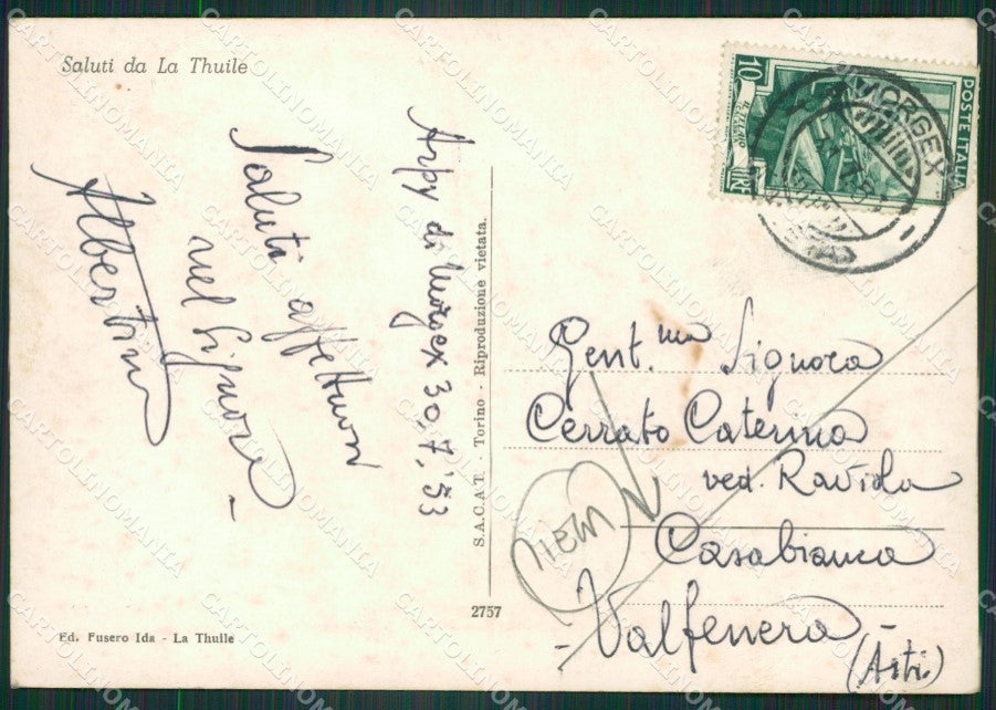 Aosta La Thuile PIEGA Foto FG cartolina ZK6614 – retro