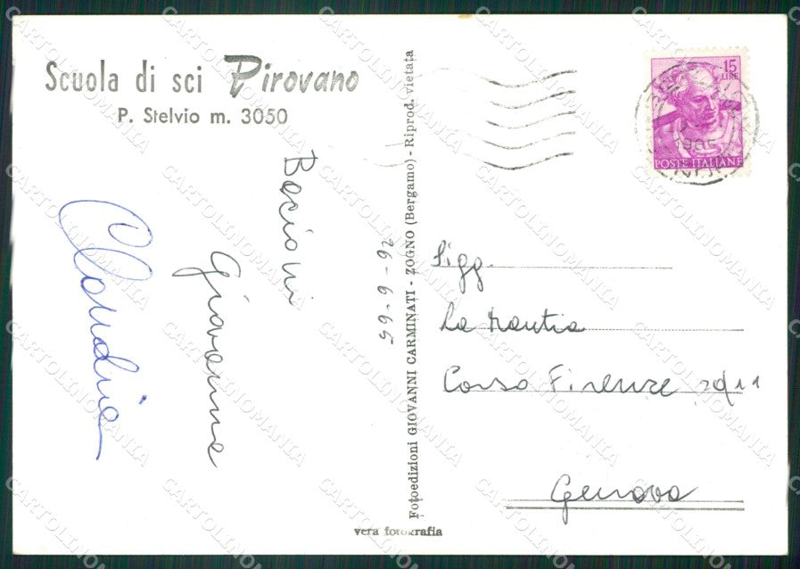 Sondrio Passo Dello Stelvio Scuola Sci Pirovano Foto FG cartolina ZK6701 – retro